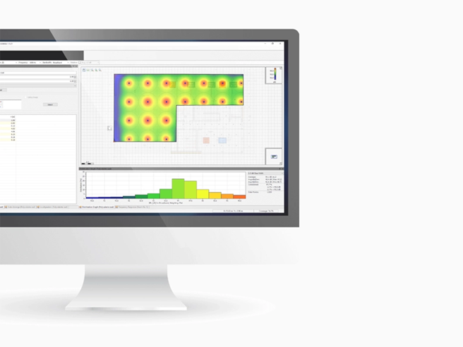Datorskärm som visar Ease mjukvara för simulerat ljudtryck
