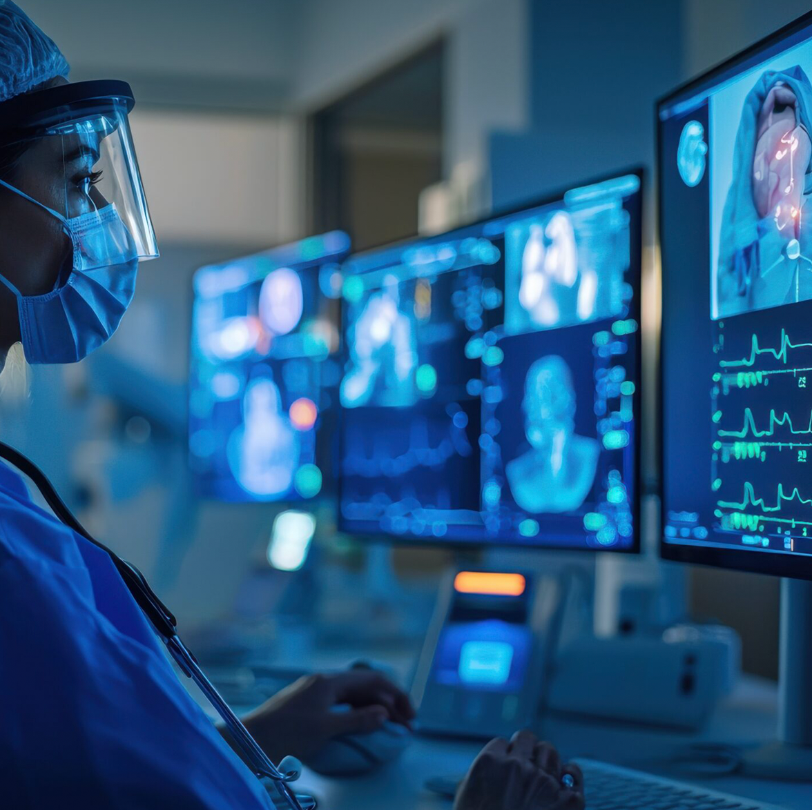 Kvinnlig läkare som tittar på en skärm